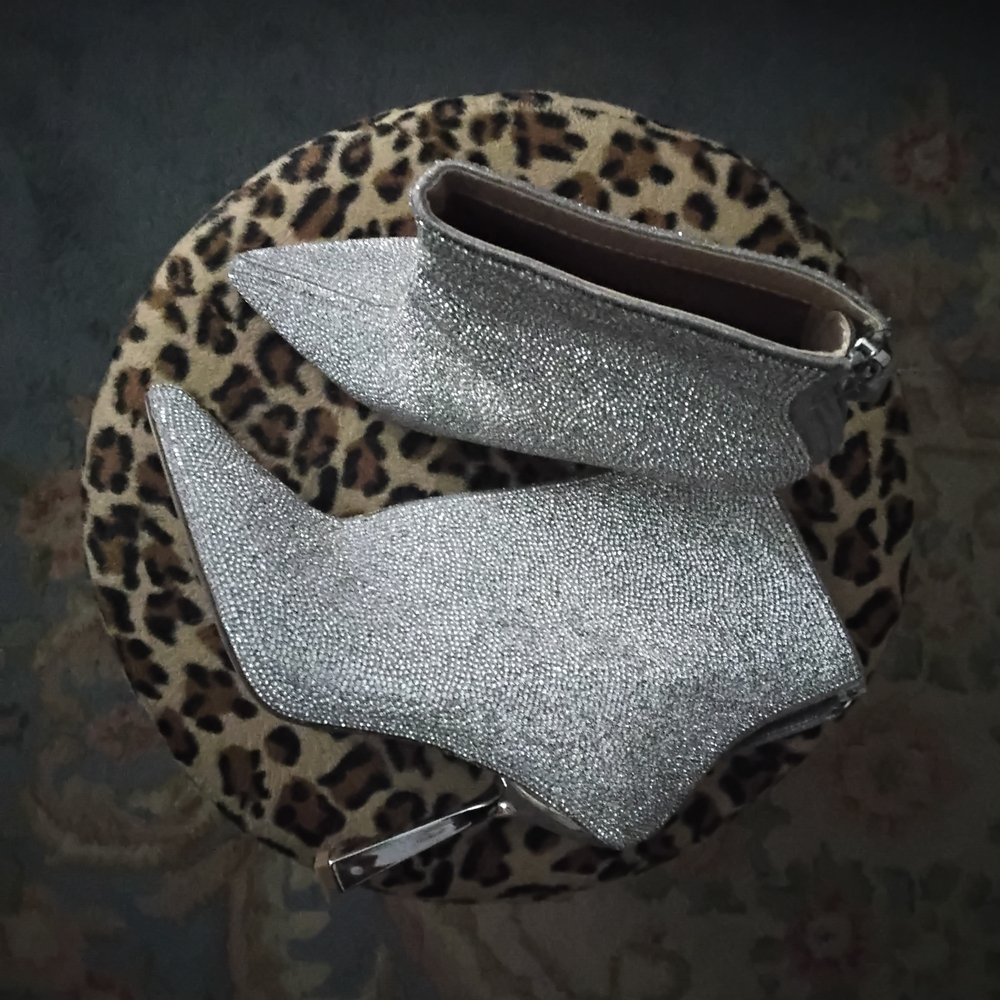 Steve Madden Glittering Silver Ankle Booties